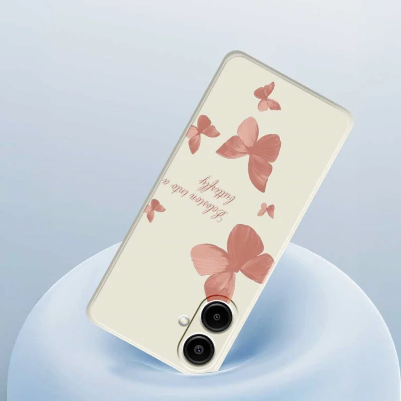 Para Samsung Galaxy A07 4G Case Many Butterflies Pattern Printing Straight Edge TPU Phone Back Cover - Bege