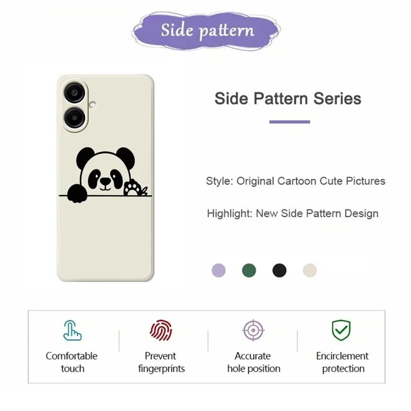 Til Samsung Galaxy A07 4G Taske med Pandahovedmønster, Lige Kant, TPU Telefon Bagdæksel - Beige