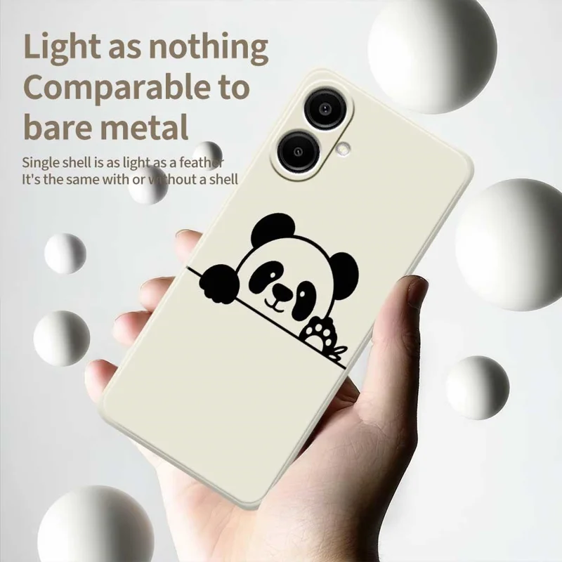 Til Samsung Galaxy A07 4G Taske med Pandahovedmønster, Lige Kant, TPU Telefon Bagdæksel - Beige