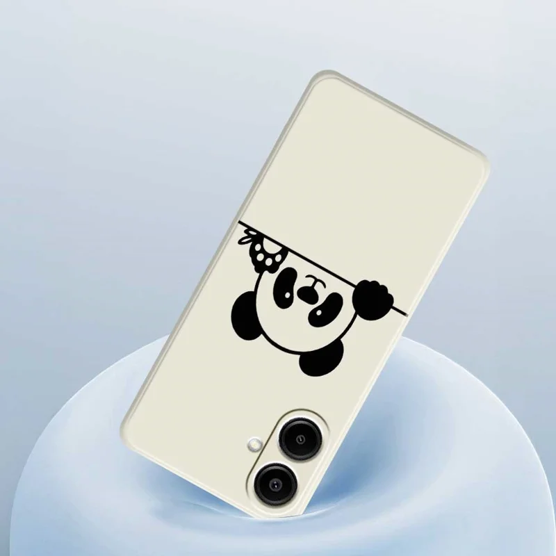 Til Samsung Galaxy A07 4G Taske med Pandahovedmønster, Lige Kant, TPU Telefon Bagdæksel - Beige