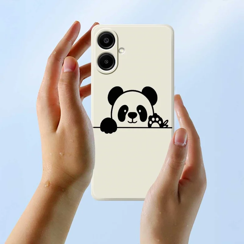 Til Samsung Galaxy A07 4G Taske med Pandahovedmønster, Lige Kant, TPU Telefon Bagdæksel - Beige