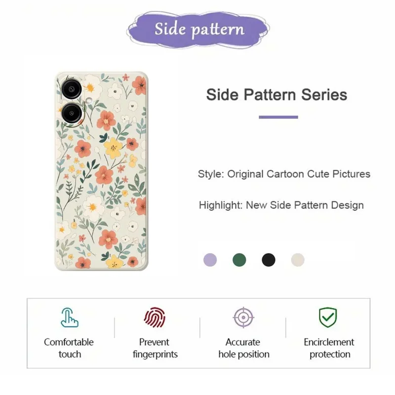 For Samsung Galaxy A07 5G / A07 4G Case Flower Garden Pattern Printing Straight Edge TPU Phone Back Cover - Beige