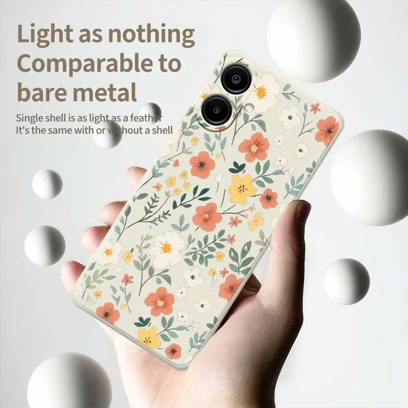 For Samsung Galaxy A07 5G / A07 4G Case Flower Garden Pattern Printing Straight Edge TPU Phone Back Cover - Beige