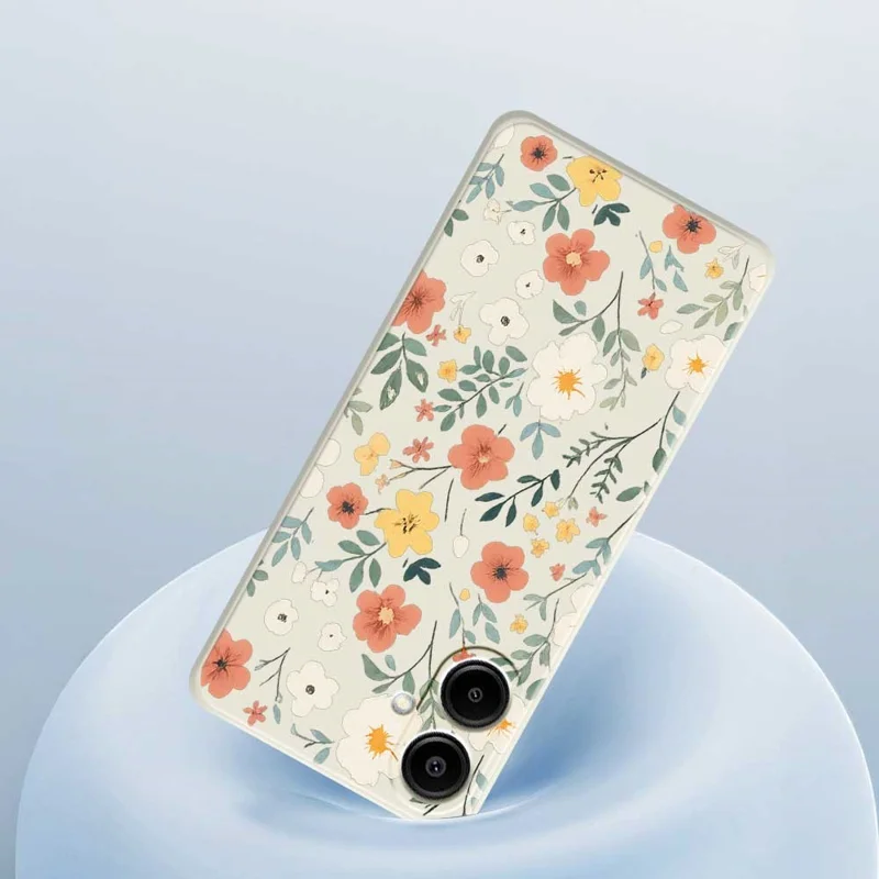 For Samsung Galaxy A07 5G / A07 4G Case Flower Garden Pattern Printing Straight Edge TPU Phone Back Cover - Beige