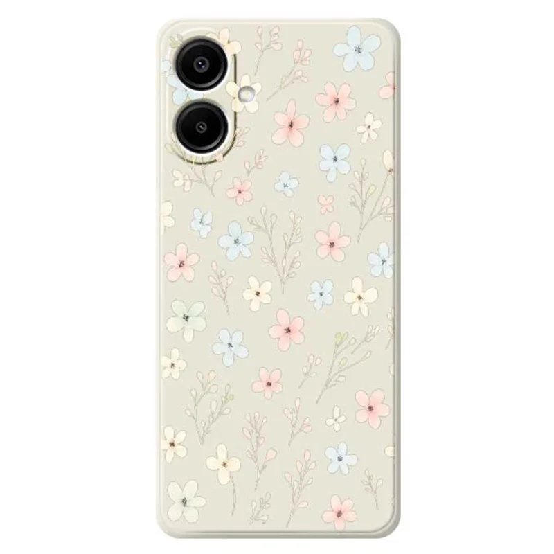 For Samsung Galaxy A07 4G Case Small Flower Branches Pattern Printing Straight Edge TPU Phone Back Cover - Beige