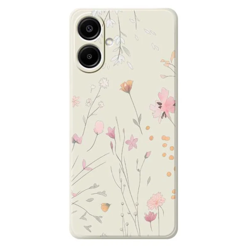 For Samsung Galaxy A07 4G Case Flower Pattern Printing Straight Edge TPU Phone Back Cover - Beige