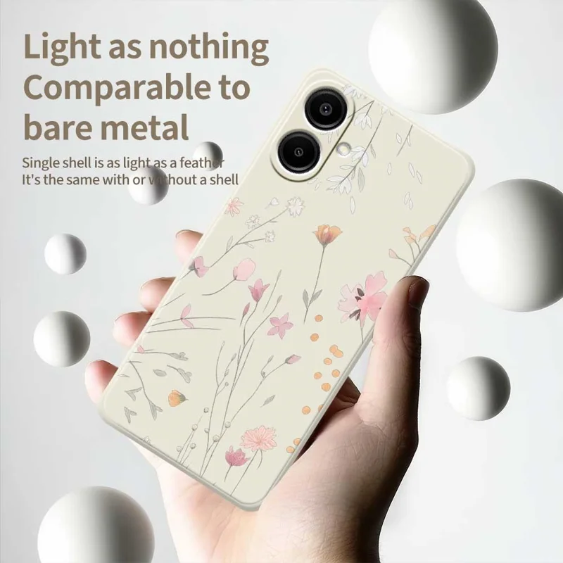 For Samsung Galaxy A07 4G Case Flower Pattern Printing Straight Edge TPU Phone Back Cover - Beige