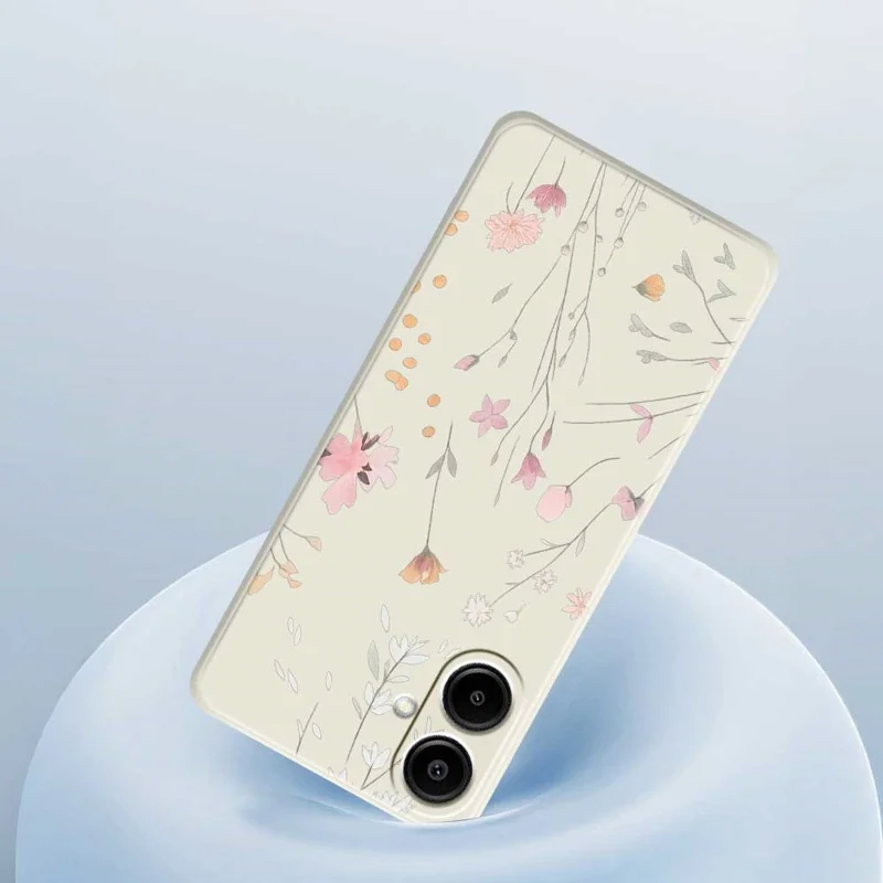 For Samsung Galaxy A07 4G Case Flower Pattern Printing Straight Edge TPU Phone Back Cover - Beige