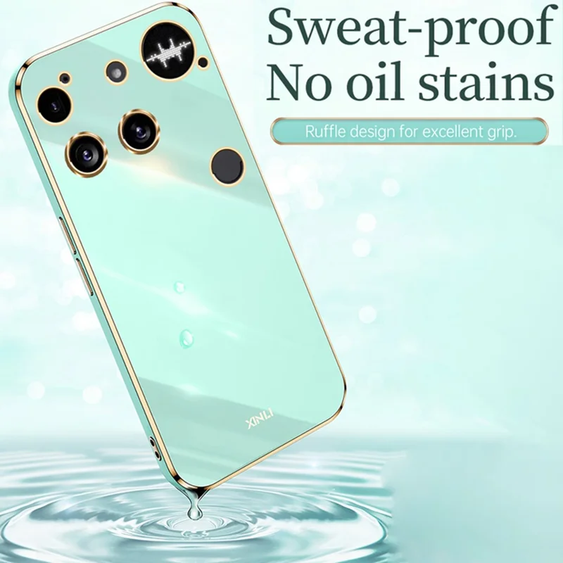 XINLI For Nothing Phone (3) 5G Case Ring Kickstand Electroplating TPU Phone Cover - Cyan