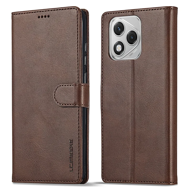 LC.IMEEKE لجهاز Honor 400 Lite 5G غطاء جلد صناعي بملمس جلد العجل مع حامل ومحفظة - بني