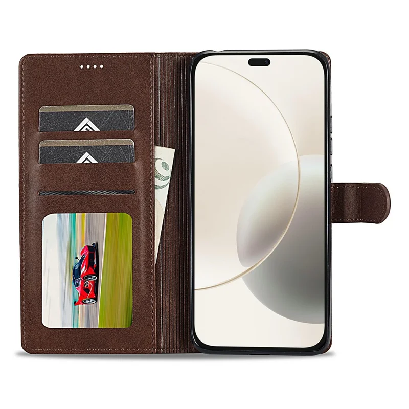 LC.IMEEKE لجهاز Honor 400 Lite 5G غطاء جلد صناعي بملمس جلد العجل مع حامل ومحفظة - بني