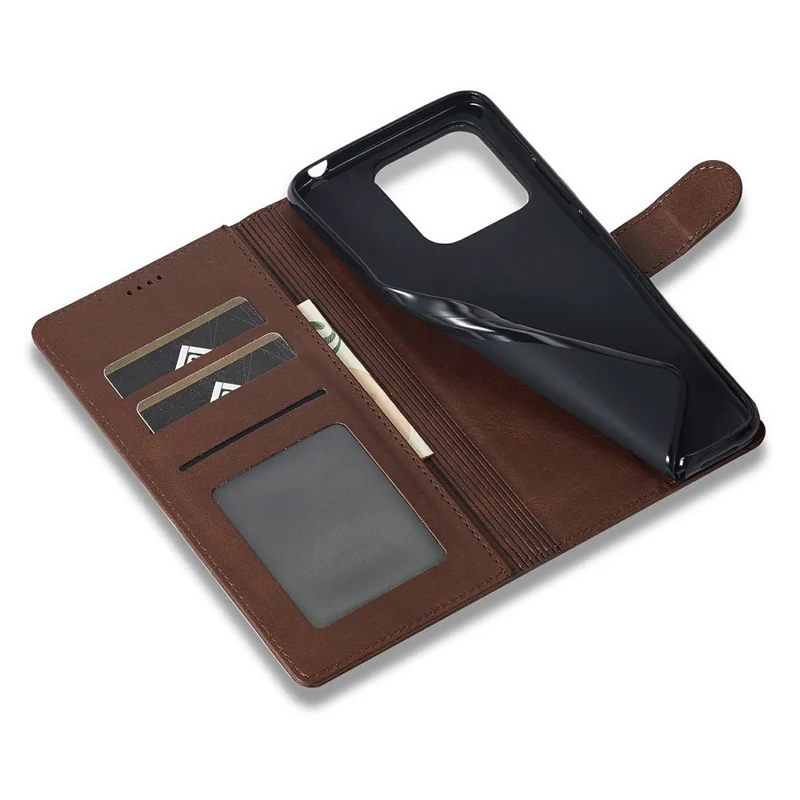 LC.IMEEKE لجهاز Honor 400 Lite 5G غطاء جلد صناعي بملمس جلد العجل مع حامل ومحفظة - بني