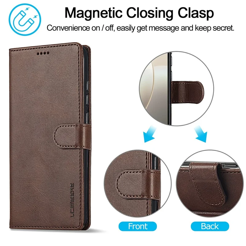 LC.IMEEKE لجهاز Honor 400 Lite 5G غطاء جلد صناعي بملمس جلد العجل مع حامل ومحفظة - بني