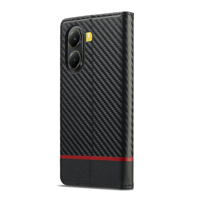 LC.IMEEKE For Xiaomi Poco X7 Pro 5G Wallet Case Carbon Fiber Texture Leather Phone Cover - Horizontal Stripe