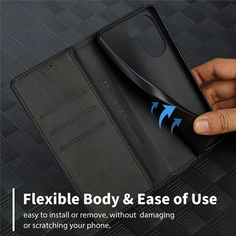 LC.IMEEKE For Xiaomi Poco X7 Pro 5G Wallet Case Carbon Fiber Texture Leather Phone Cover - Horizontal Stripe