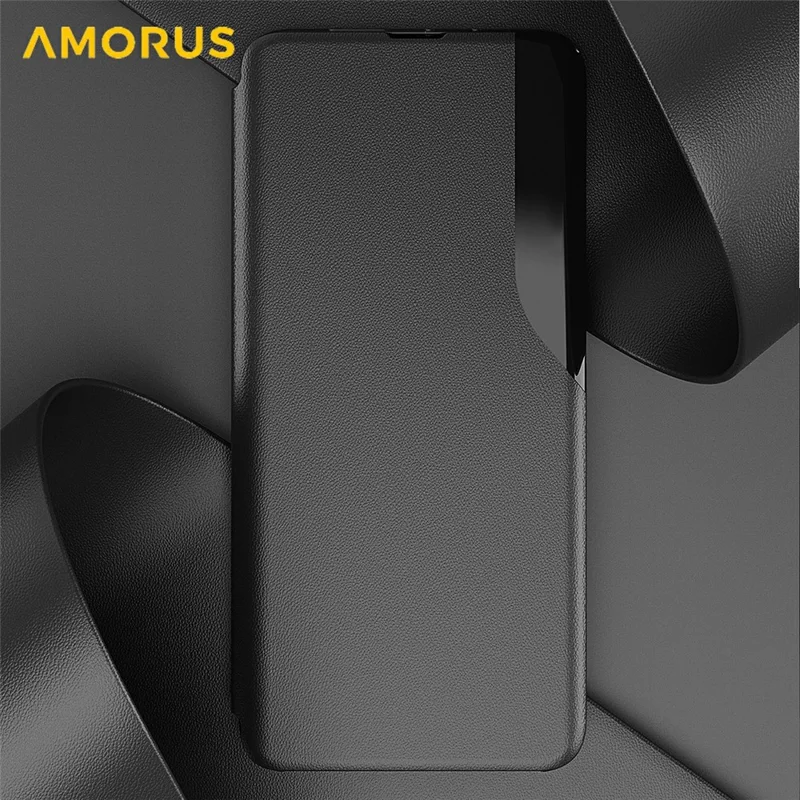 AMORUS For iPhone 17 Case Folio Flip Stand PU Leather Phone Cover - Black