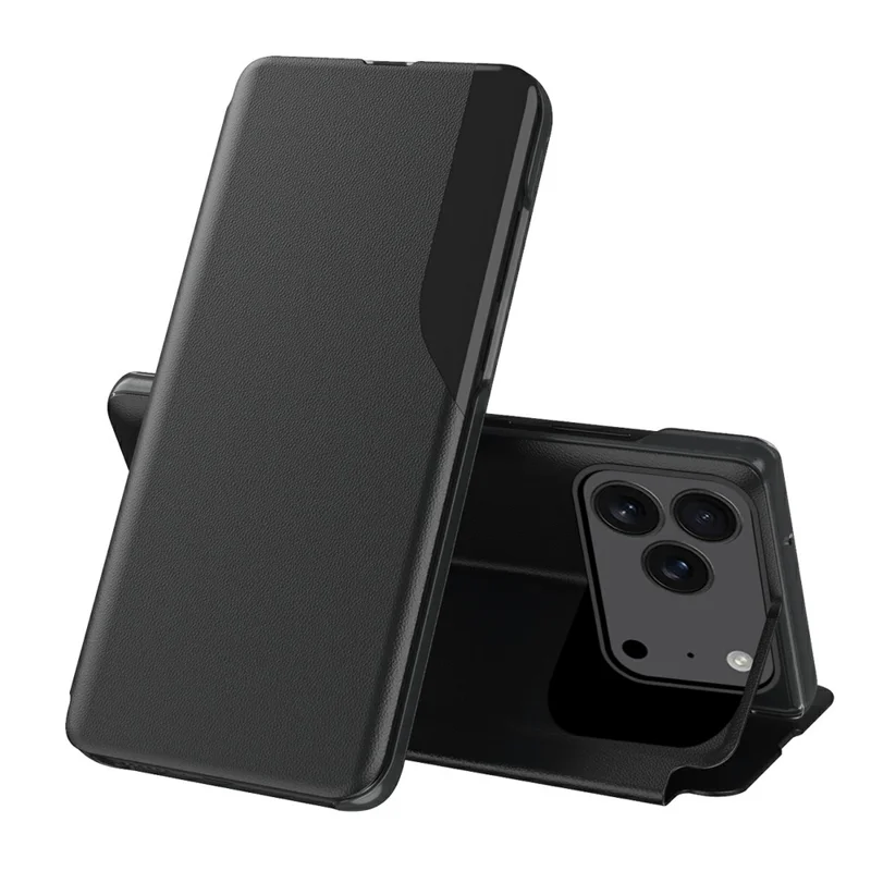 AMORUS For iPhone 17 Pro Case Folio Flip Stand PU Leather Phone Cover - Black
