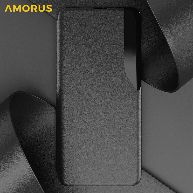 AMORUS For iPhone 17 Pro Case Folio Flip Stand PU Leather Phone Cover - Black