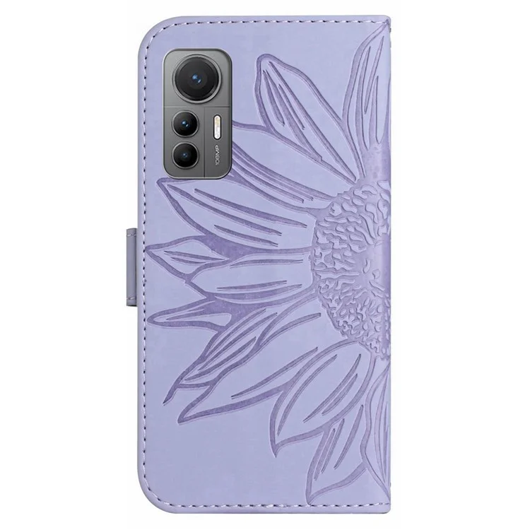 Для Xiaomi 12 Lite 5G HT04 Anti-collision PU Кожаный Подсолнечный Кошелек. - Светло-фиолетовый