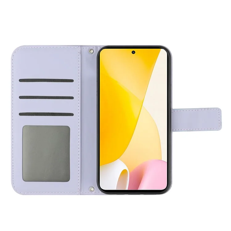 Для Xiaomi 12 Lite 5G HT04 Anti-collision PU Кожаный Подсолнечный Кошелек. - Светло-фиолетовый