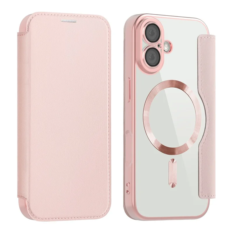 AMORUS For iPhone 17 Case Compatible with MagSafe RFID Blocking Card Holder Leather Phone Cover - Pink