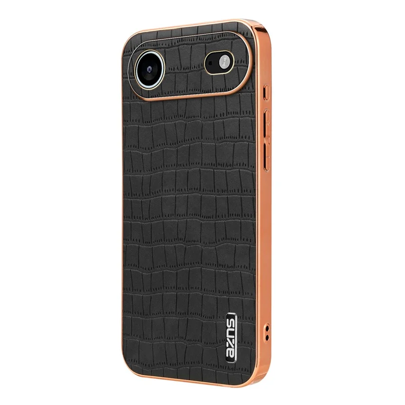 Funda AZNS para iPhone 17 Air con textura de cocodrilo electropulido, cubierta de teléfono PU + TPU - Negro