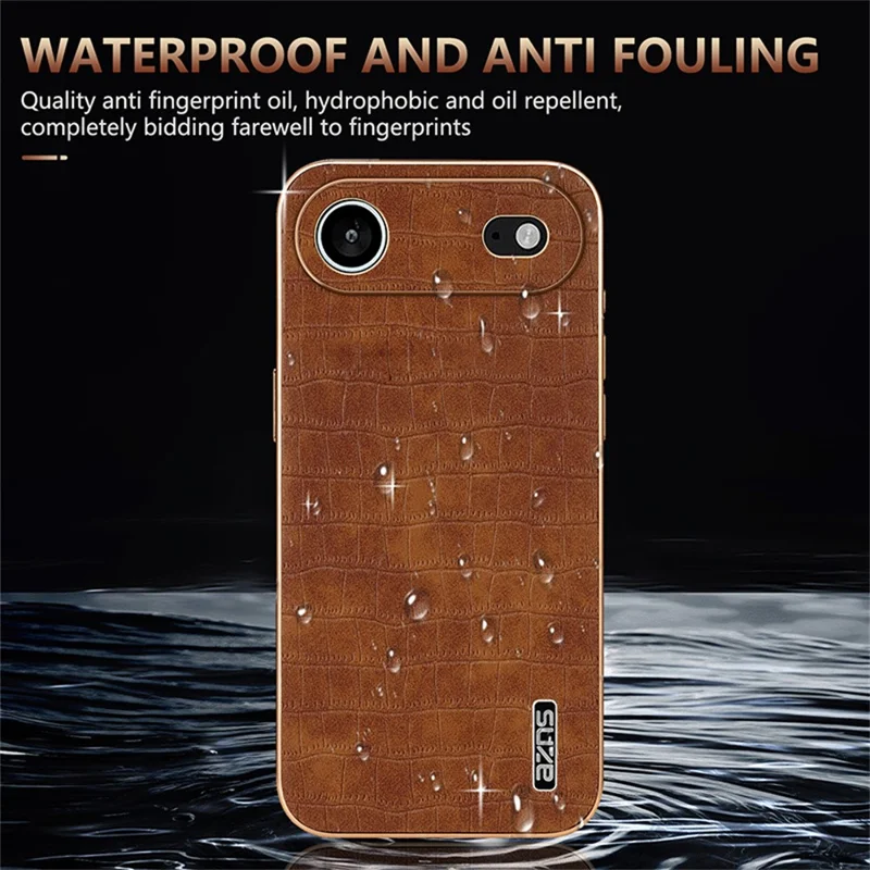 Funda AZNS para iPhone 17 Air con textura de cocodrilo electropulido, cubierta de teléfono PU + TPU - Negro