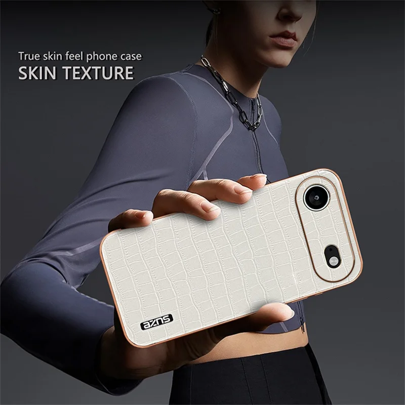 Funda AZNS para iPhone 17 Air con textura de cocodrilo electropulido, cubierta de teléfono PU + TPU - Negro