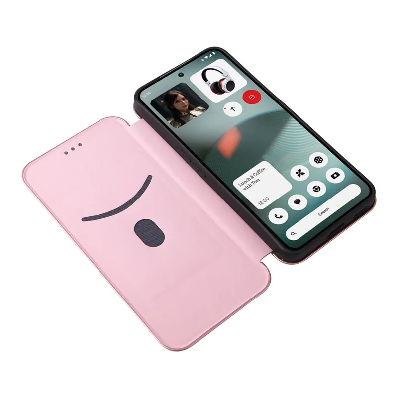 For Nothing Phone (3) 5G Case Carbon Fiber Texture Drop-Proof PU Leather Phone Cover - Rose Gold