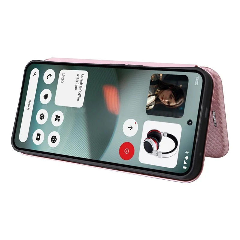 For Nothing Phone (3) 5G Case Carbon Fiber Texture Drop-Proof PU Leather Phone Cover - Rose Gold