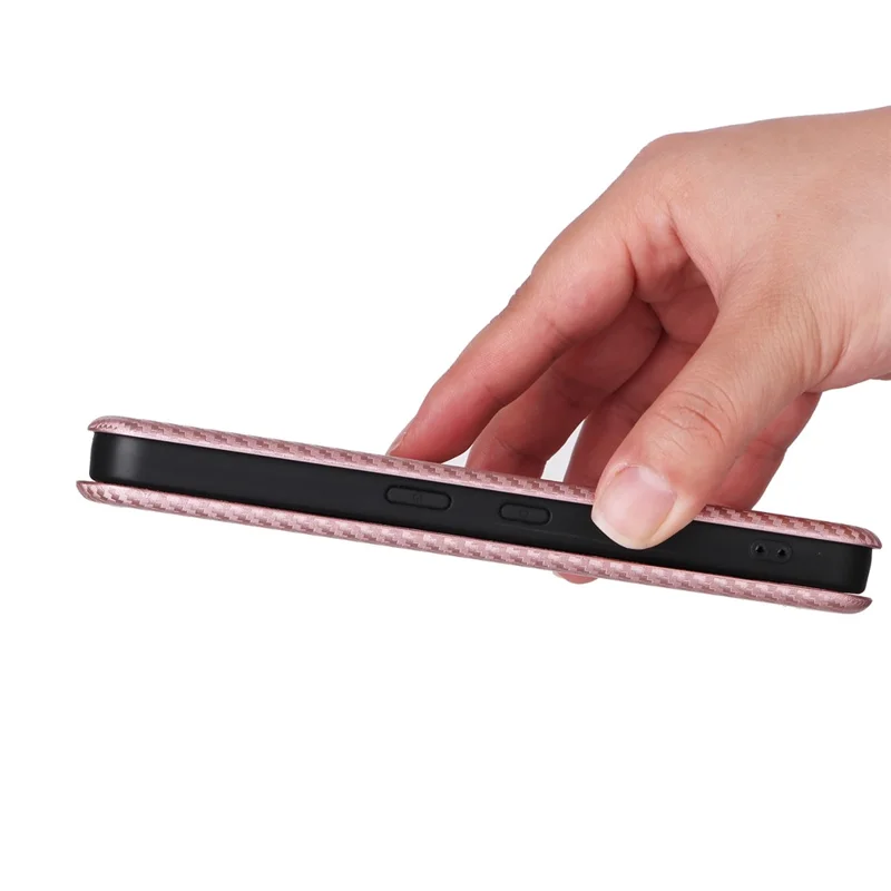 For Nothing Phone (3) 5G Case Carbon Fiber Texture Drop-Proof PU Leather Phone Cover - Rose Gold