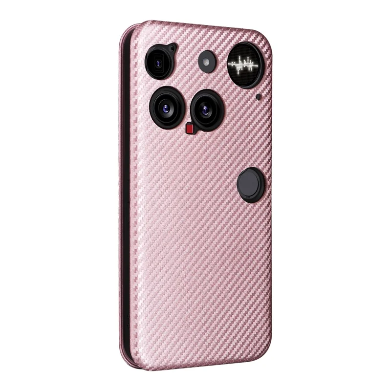 For Nothing Phone (3) 5G Case Carbon Fiber Texture Drop-Proof PU Leather Phone Cover - Rose Gold