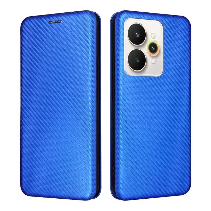 For Realme 15 Pro 5G  /  15 5G Case Carbon Fiber Texture Drop-Proof PU Leather Phone Cover - Blue