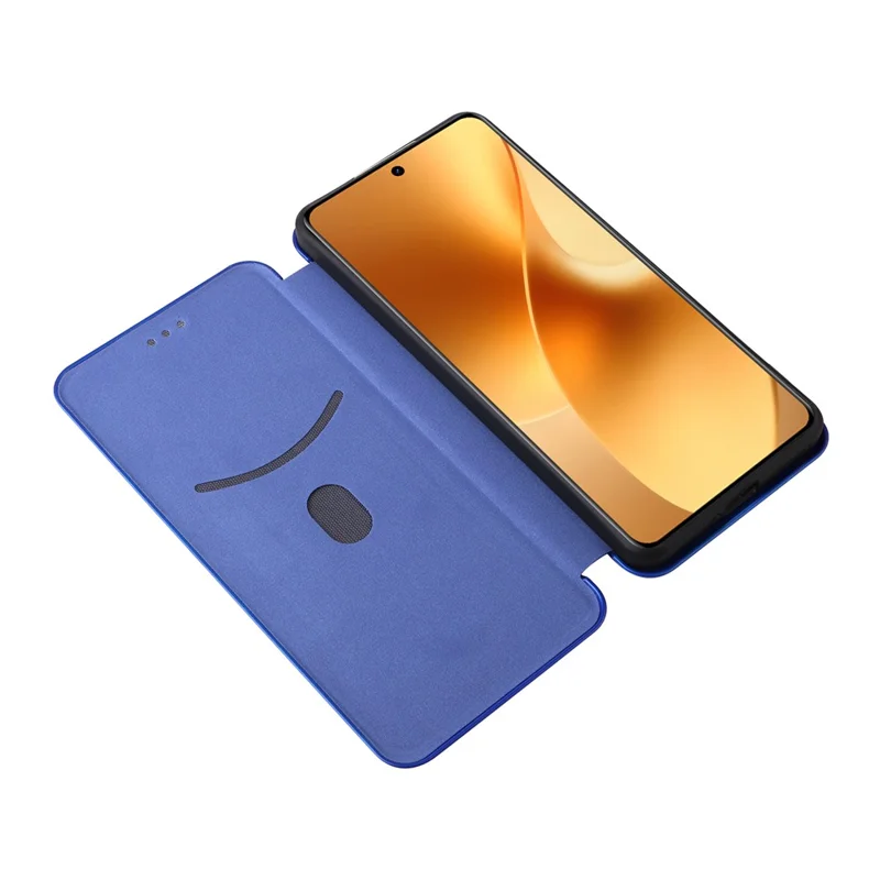 For Realme 15 Pro 5G  /  15 5G Case Carbon Fiber Texture Drop-Proof PU Leather Phone Cover - Blue