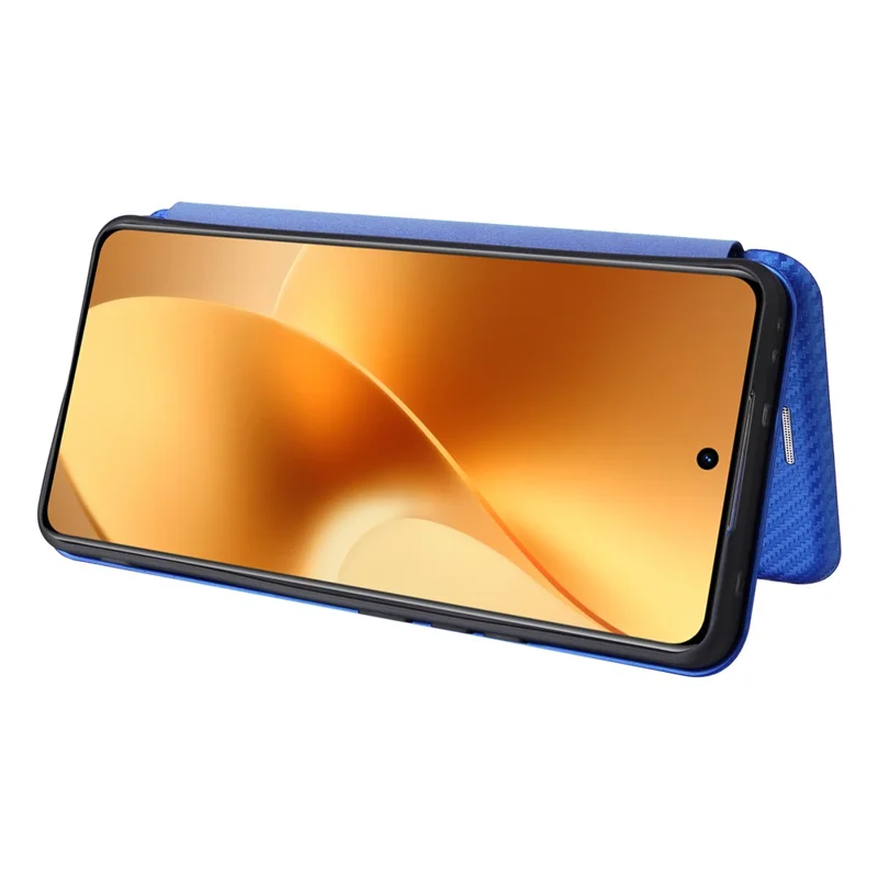 For Realme 15 Pro 5G  /  15 5G Case Carbon Fiber Texture Drop-Proof PU Leather Phone Cover - Blue