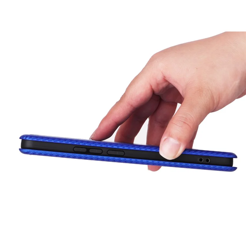 For Realme 15 Pro 5G  /  15 5G Case Carbon Fiber Texture Drop-Proof PU Leather Phone Cover - Blue