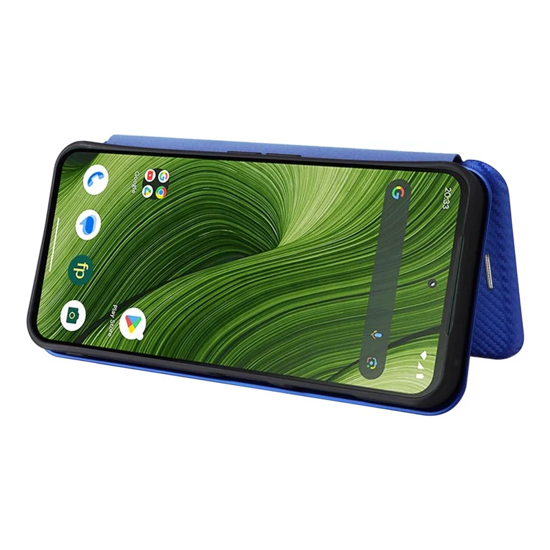Capa de Telefone Fairphone 6 Textura de Fibra de Carbono à Prova de Quedas Couro PU - Azul
