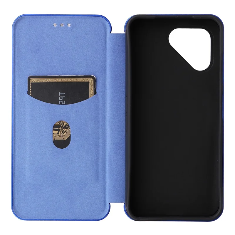 Capa de Telefone Fairphone 6 Textura de Fibra de Carbono à Prova de Quedas Couro PU - Azul