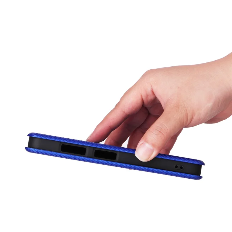 Capa de Telefone Fairphone 6 Textura de Fibra de Carbono à Prova de Quedas Couro PU - Azul