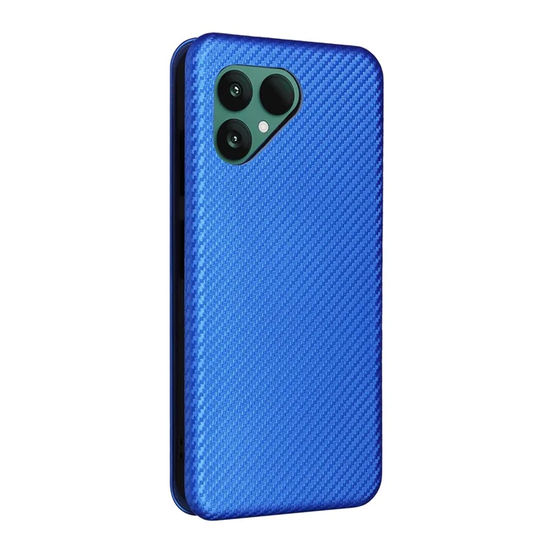 Capa de Telefone Fairphone 6 Textura de Fibra de Carbono à Prova de Quedas Couro PU - Azul