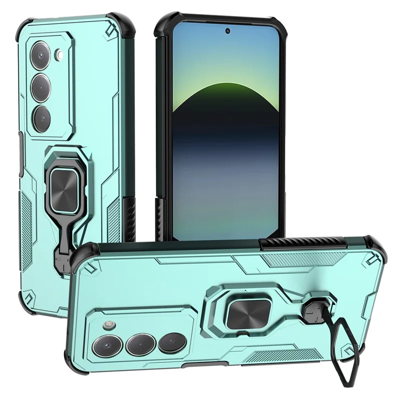 For Xiaomi Redmi 15 5G (Global) (169mm) Case Rotatable Ring Kickstand PC + TPU Shockproof Phone Cover - Green