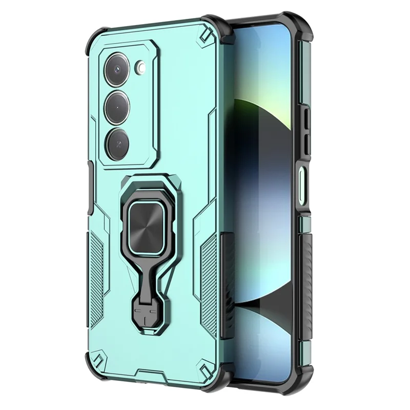 For Xiaomi Redmi 15 5G (Global) (169mm) Case Rotatable Ring Kickstand PC + TPU Shockproof Phone Cover - Green