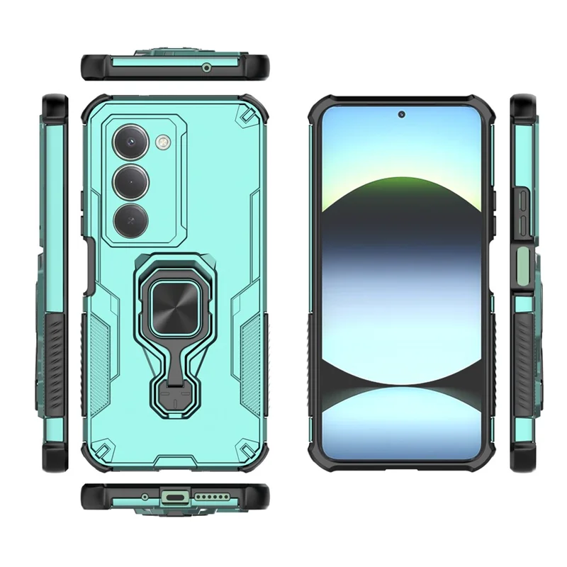 For Xiaomi Redmi 15 5G (Global) (169mm) Case Rotatable Ring Kickstand PC + TPU Shockproof Phone Cover - Green