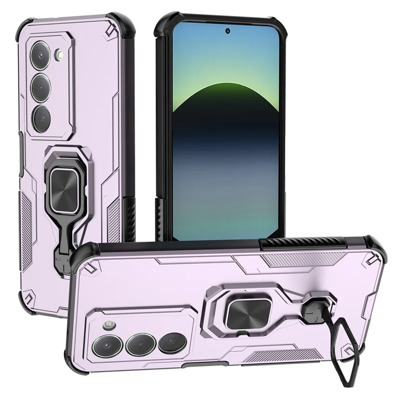 Étui Xiaomi Redmi 15 5G Anneau rotatif Béquille PC + Coque de téléphone antichoc TPU - Violet