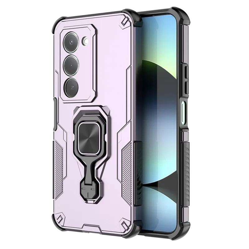 Étui Xiaomi Redmi 15 5G Anneau rotatif Béquille PC + Coque de téléphone antichoc TPU - Violet