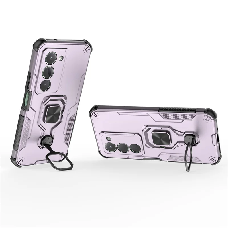 Étui Xiaomi Redmi 15 5G Anneau rotatif Béquille PC + Coque de téléphone antichoc TPU - Violet