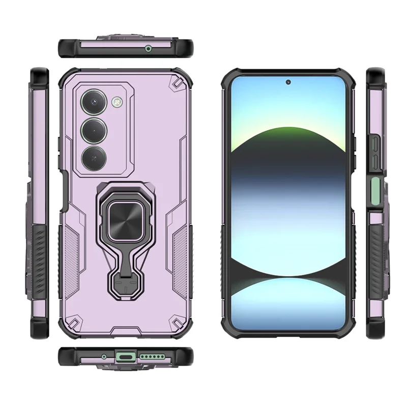 Étui Xiaomi Redmi 15 5G Anneau rotatif Béquille PC + Coque de téléphone antichoc TPU - Violet