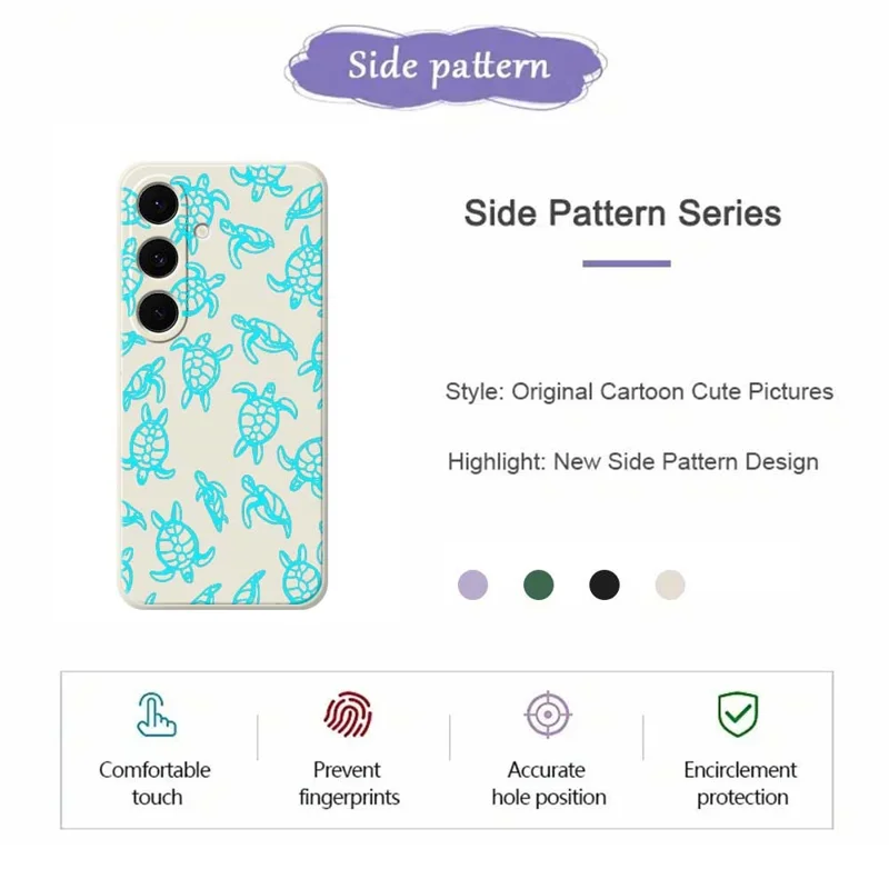 TPU-hoesje voor Samsung Galaxy S25 FE met schildpaddenpatroon, rechte rand, beige