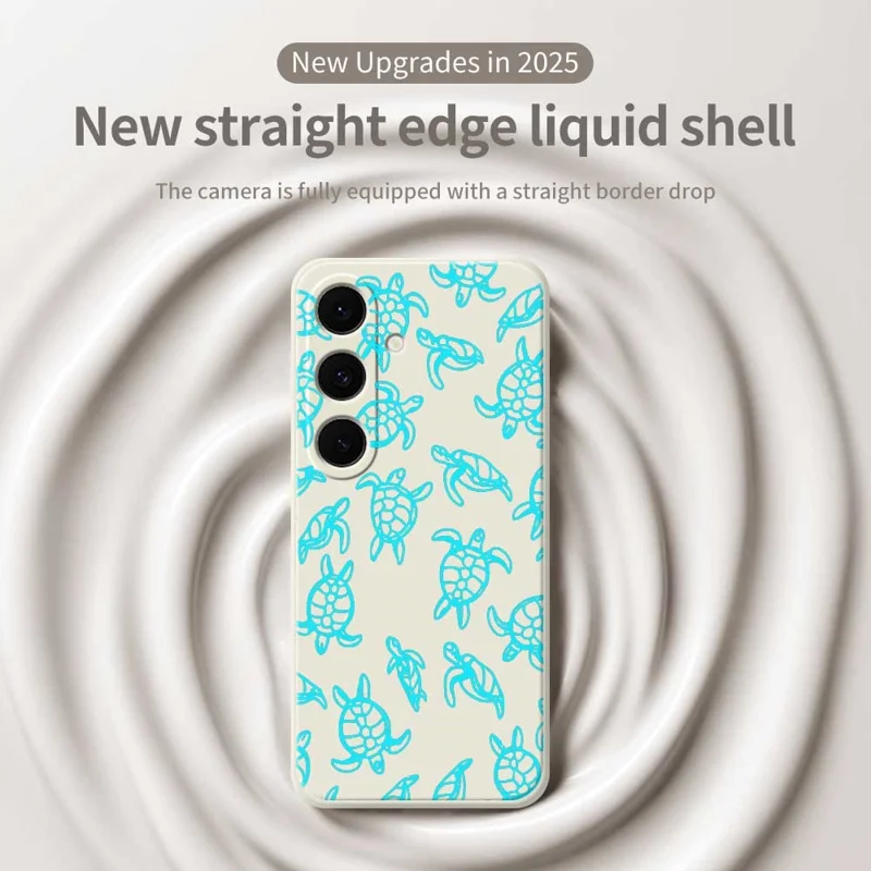 TPU-hoesje voor Samsung Galaxy S25 FE met schildpaddenpatroon, rechte rand, beige