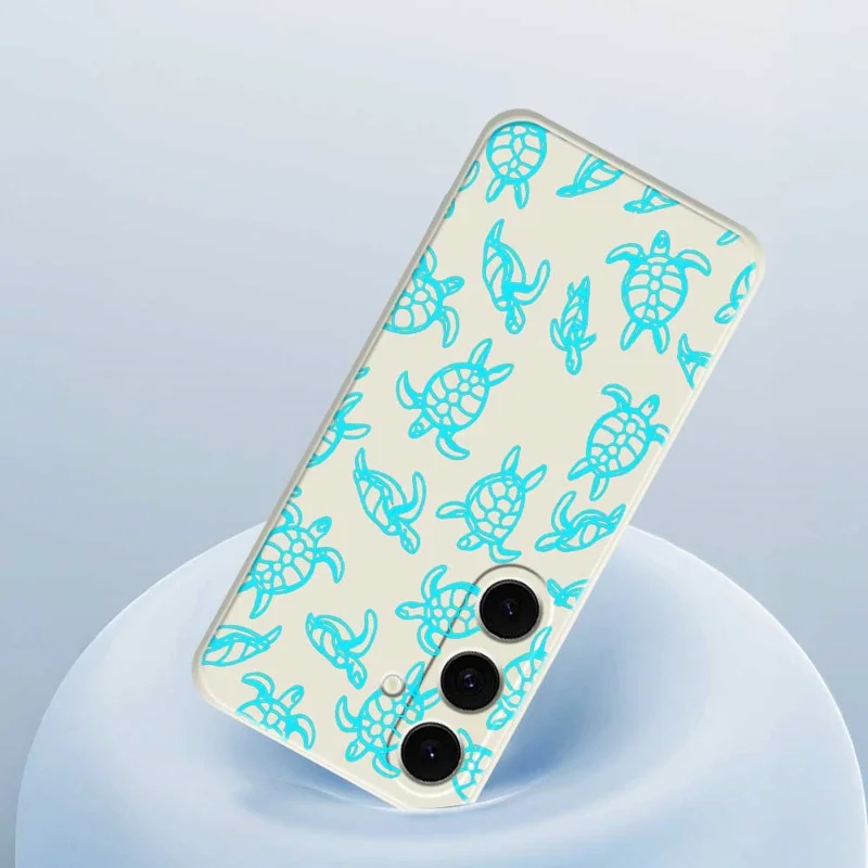 TPU-hoesje voor Samsung Galaxy S25 FE met schildpaddenpatroon, rechte rand, beige